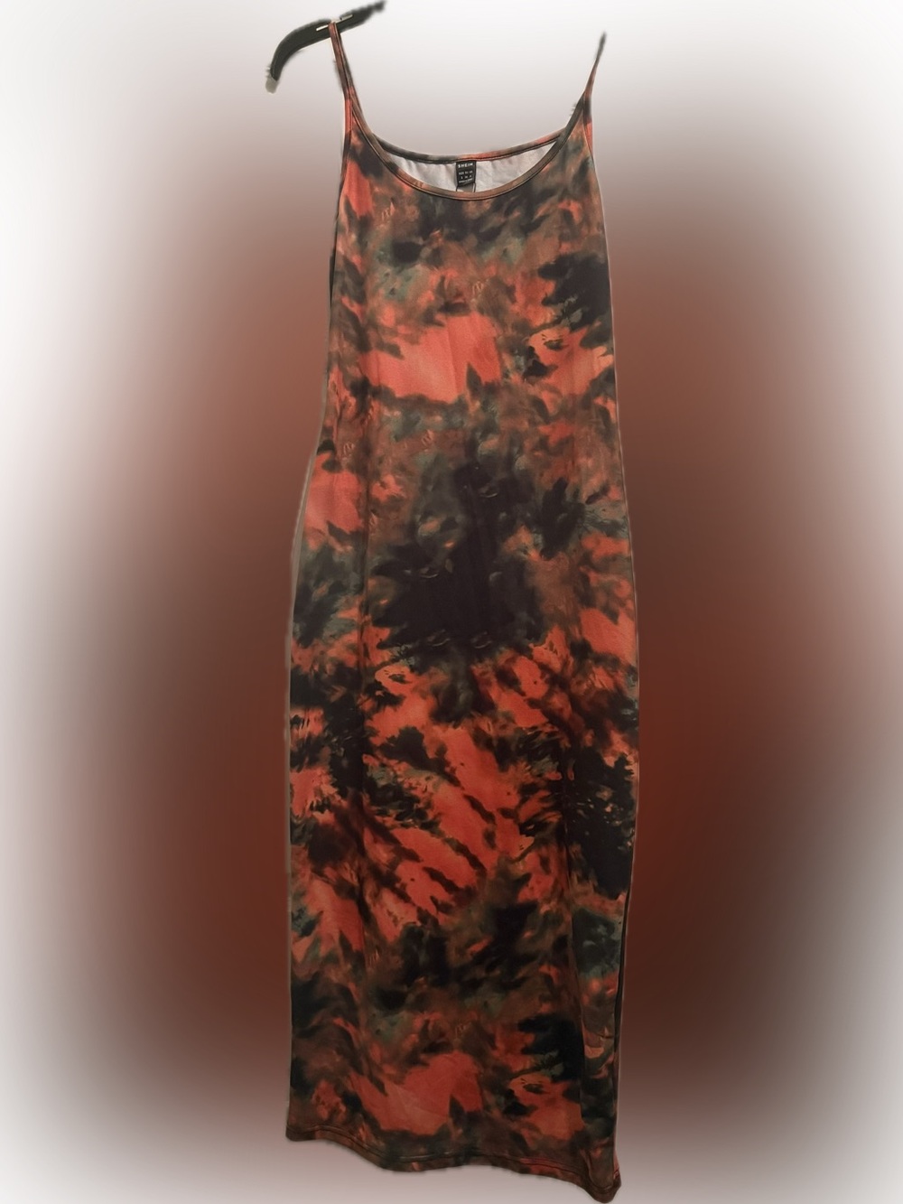 Red and Black Tie-Dye Maxi Dress